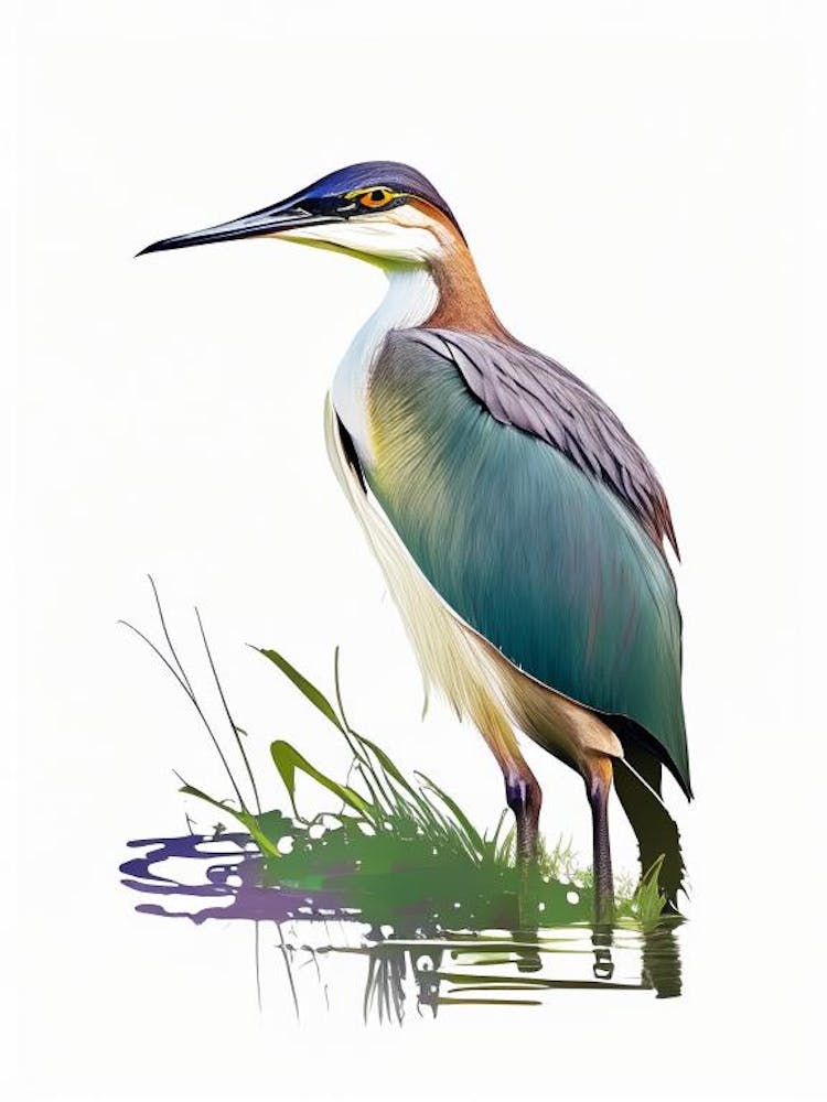 Javan Pond Heron Impressionistic 1