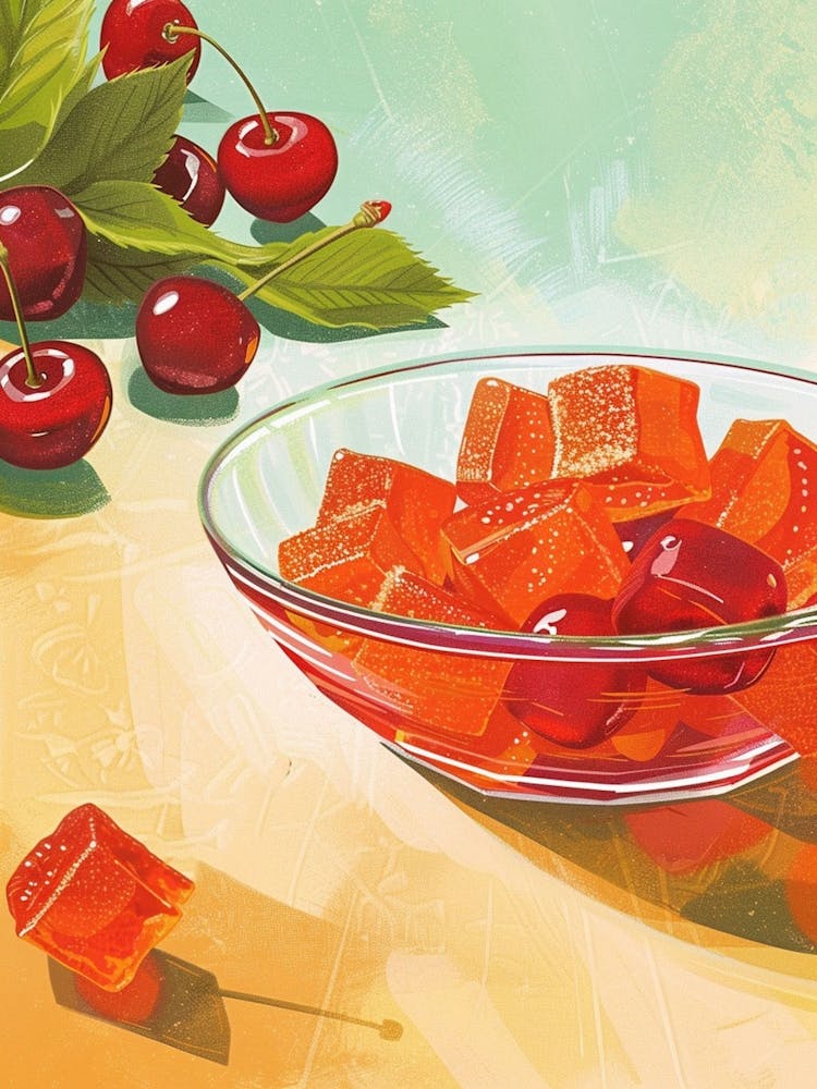 Cherry Red Jelly Cubes Vintage Advertisement