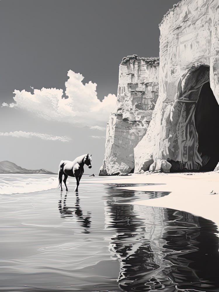 A Horse Oil Painting In Navagio Beach, Greece, Portrait 4