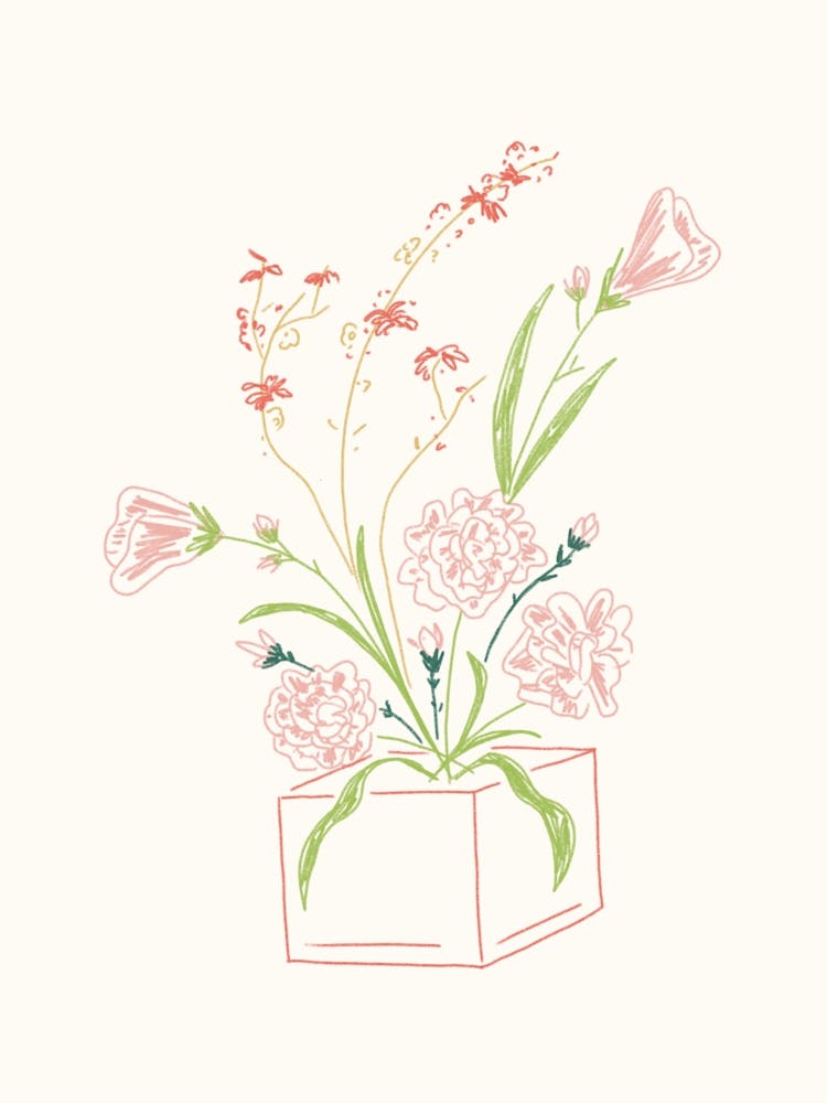Cube Vase Flowers Print
