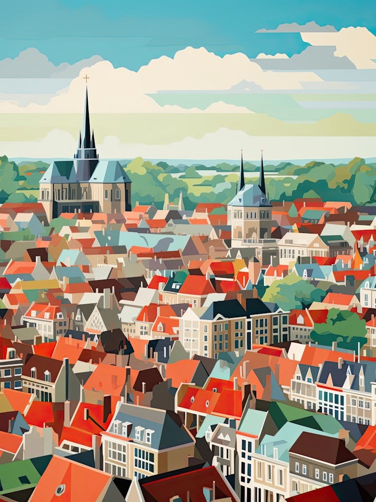Antwerp, Belgium, Geometric Illustration 3