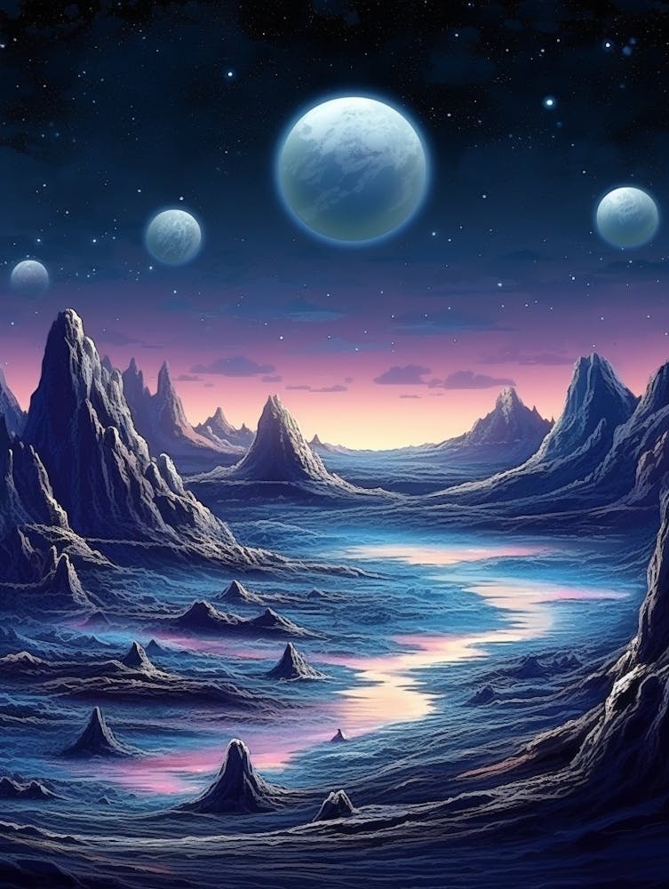 Lunar Landscape Pixel Art 3