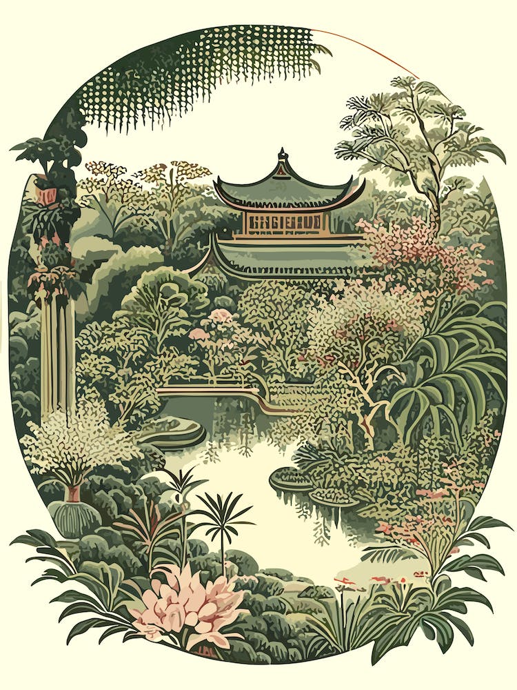 Lan Su Chinese Garden 1, Usa Vintage Botanical