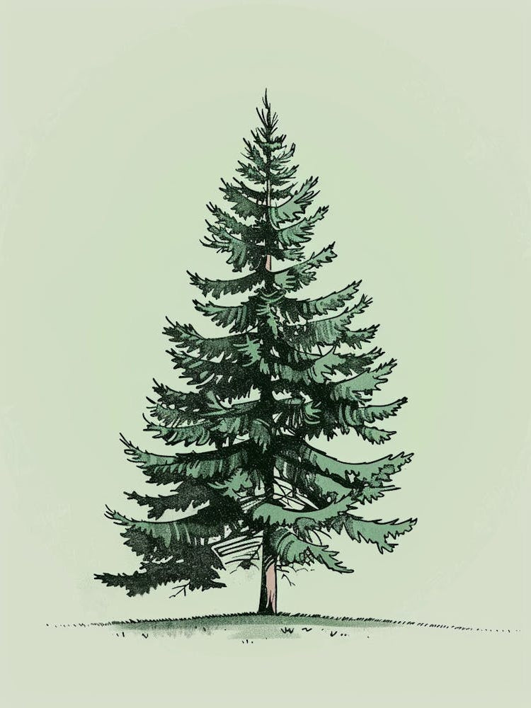 Fir Tree Minimalistic Drawing 3