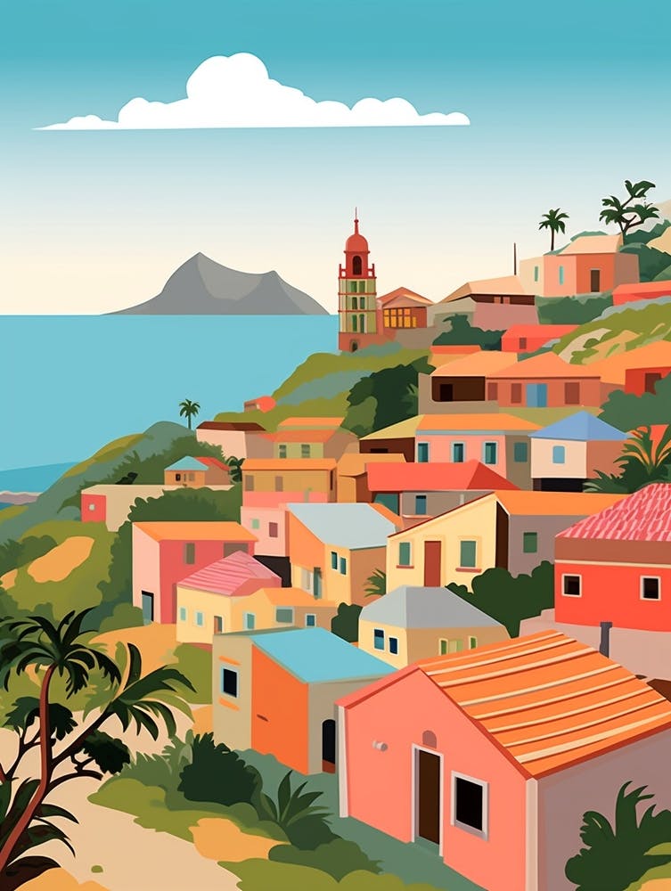 Antigua Barbuda Travel Illustration