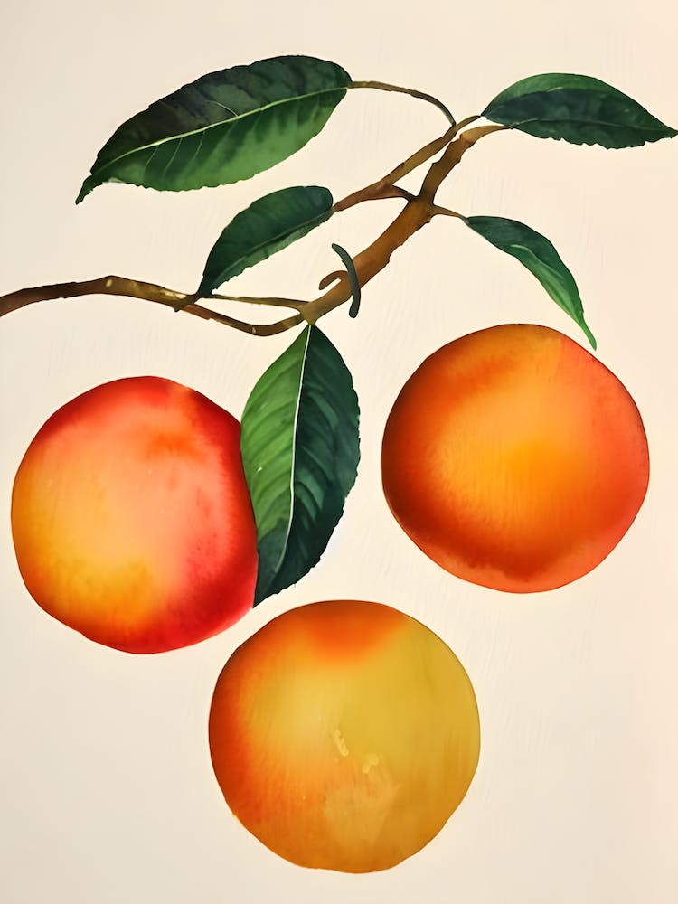 Blood Orange Watercolour Fruit Painting Fruit