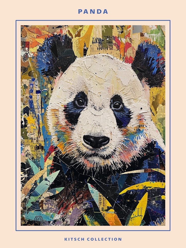 Kitsch Panda Collage 4 Poster
