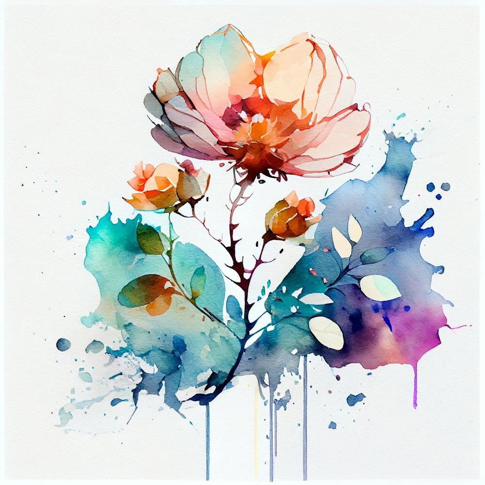 Fleur Aquarelle Abstraite 5
