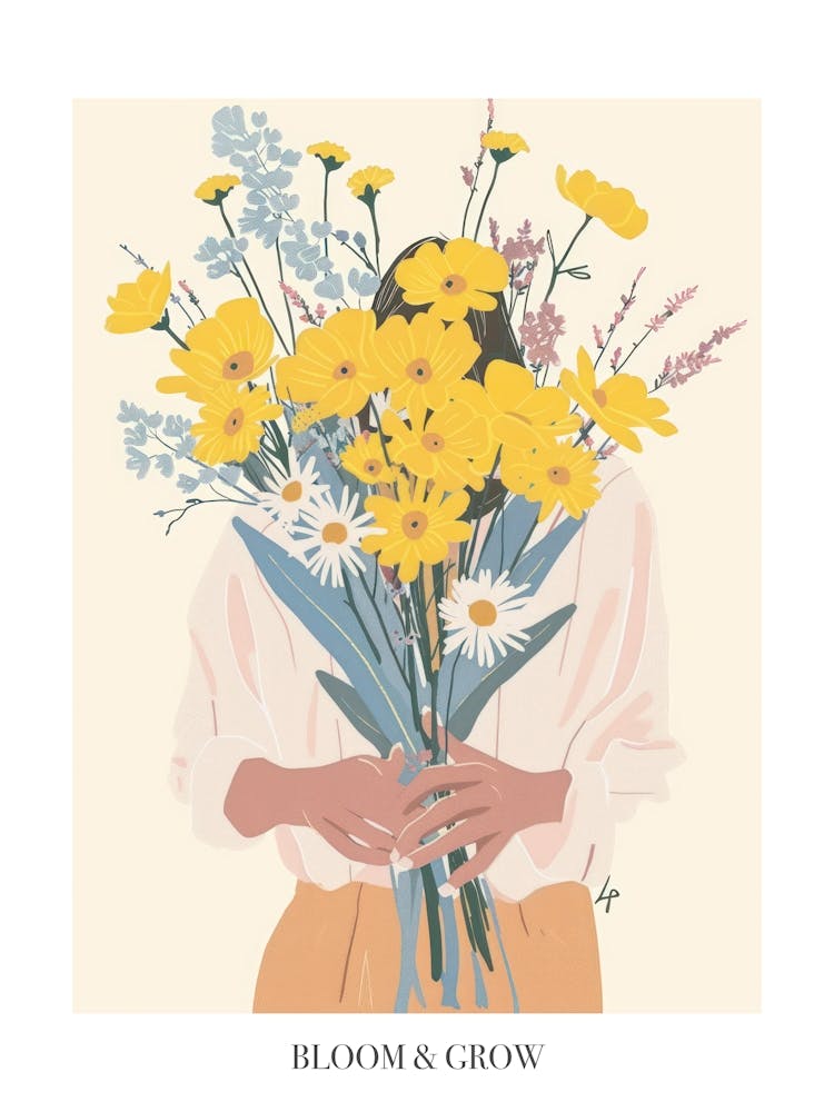 Bloom And Grow Spring Girl With Yellow Flowers 5