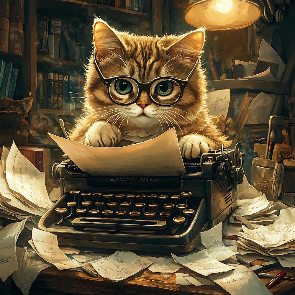 Funny Cat Writer Vintage 9