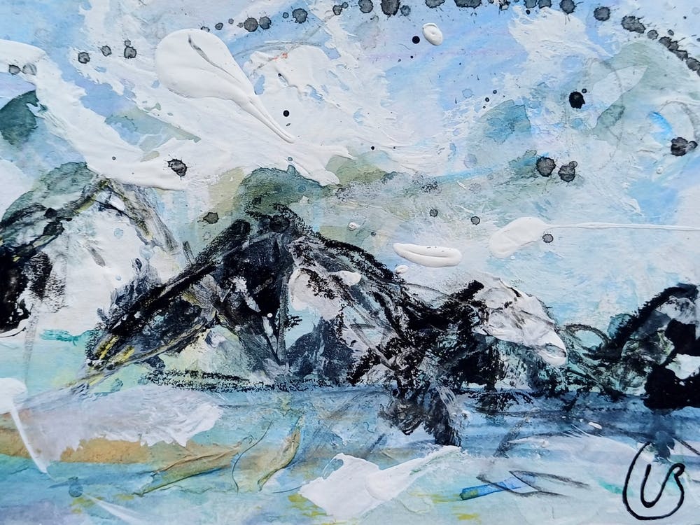 Mountain Landscape Bright Blue