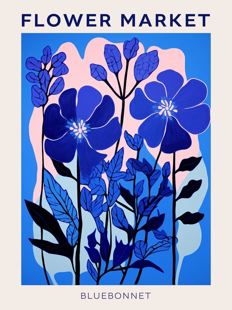 Blue Flower Market Poster Bluebonnet 1