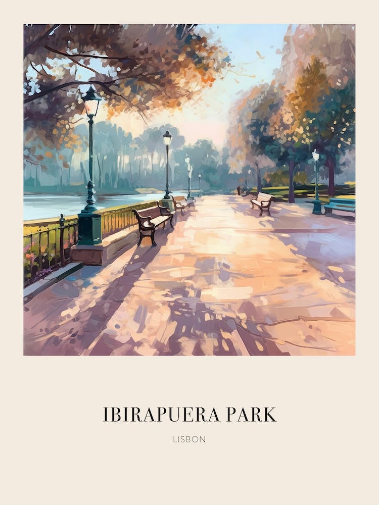 Ibirapuera Park Lisbon Portugal Vintage Cezanne Inspired Poster