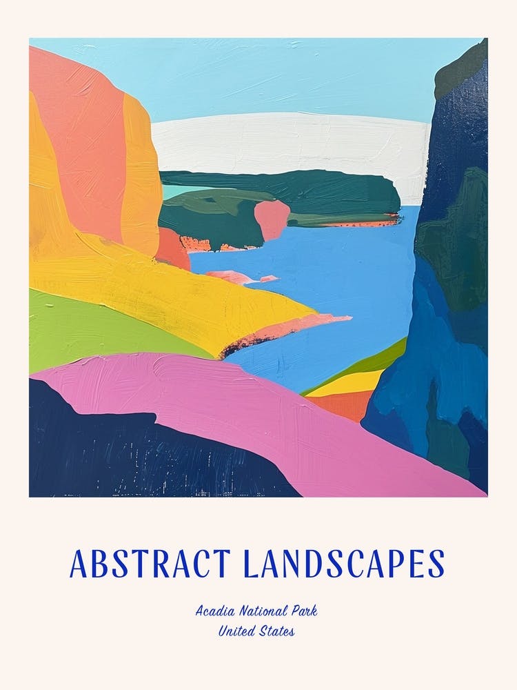 Colourful Abstract Acadia National Park Usa 5 Poster Blue