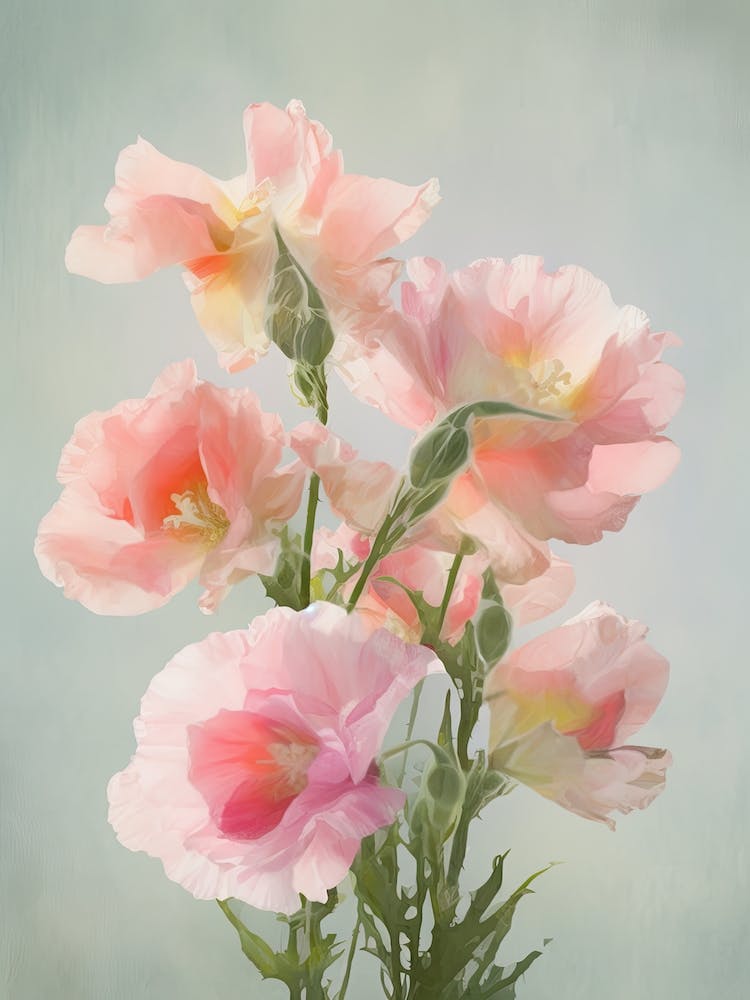 Snapdragons Flowers Acrylic Painting In Pastel Colours 4