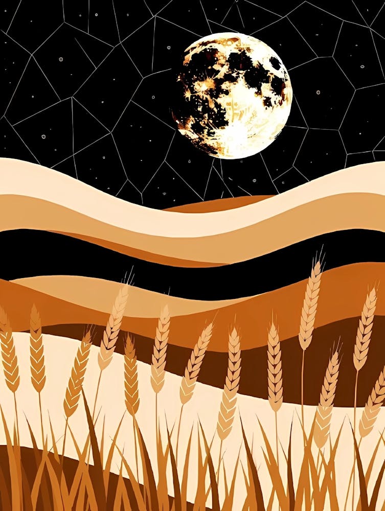 Night Sky With Wheat Field