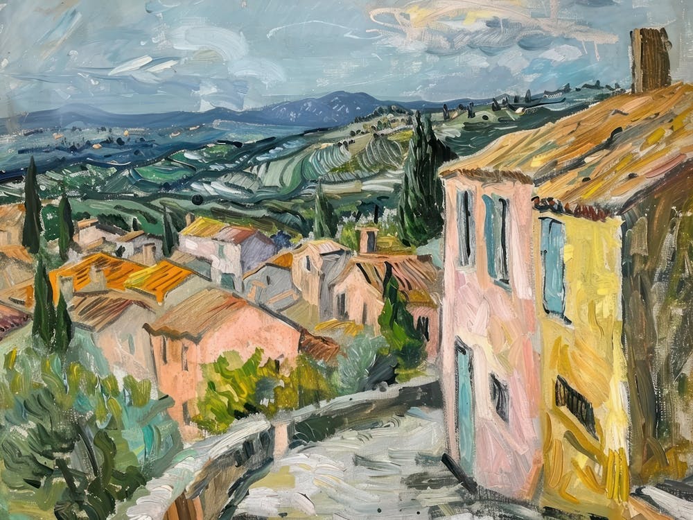 Village Green Vistas Painting Inspired By Paul Cezanne