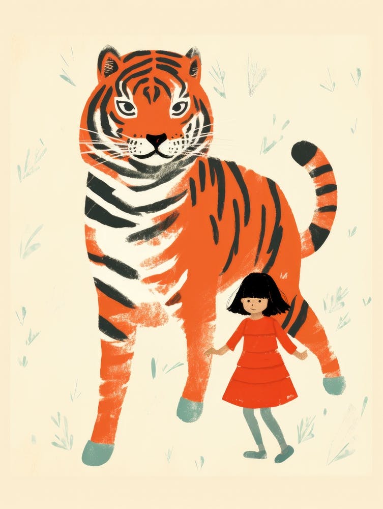 Kleines Mädchen und Tiger