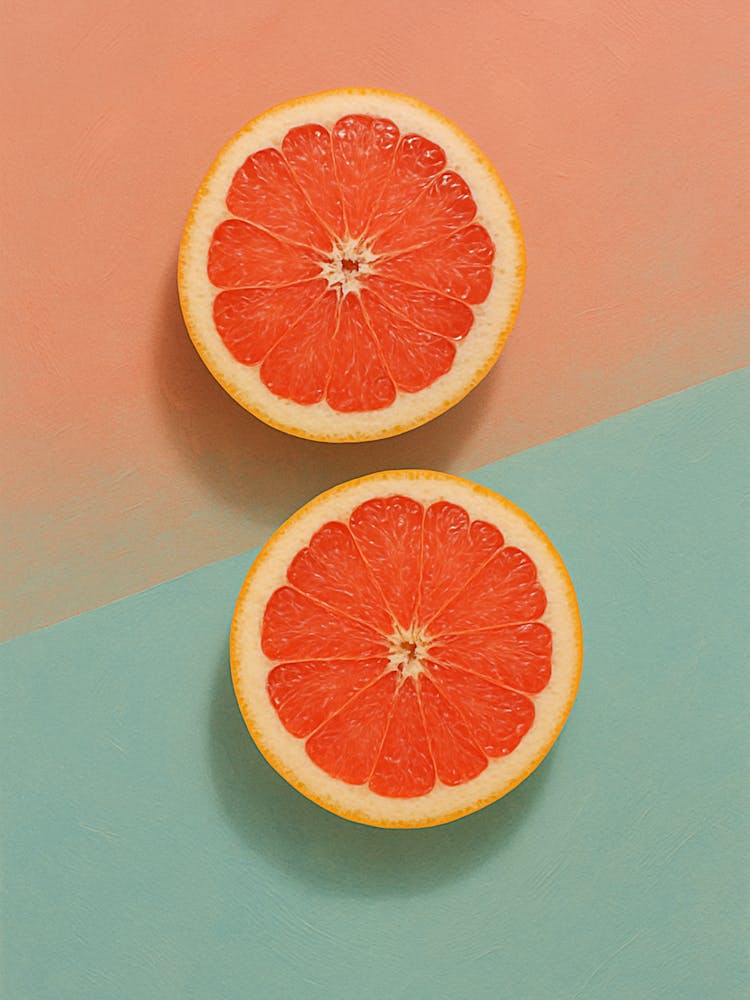 Grapefruits On A Colorful Background