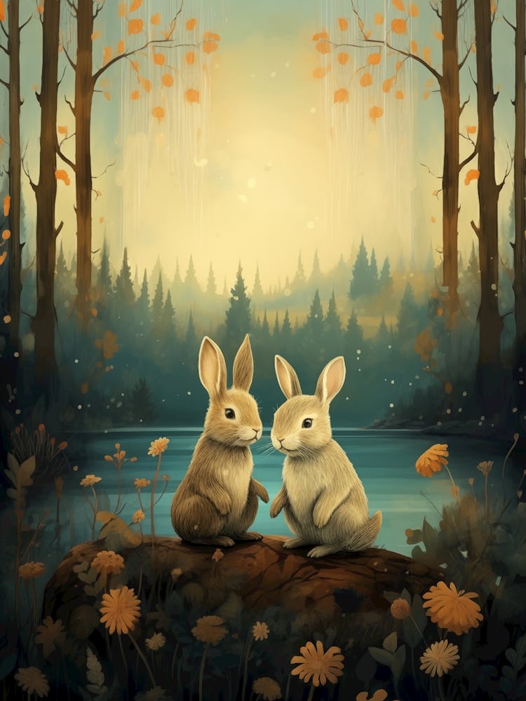 Rabbits In The Forest