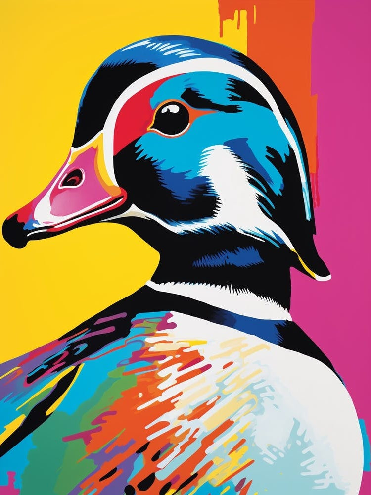 Andy Warhol Style Bird Wood Duck