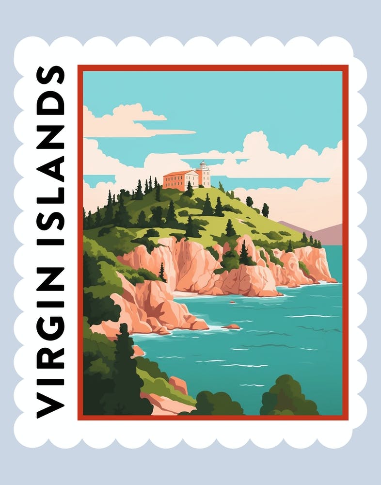 Virgin Islands 2 Travel Stamp Poster