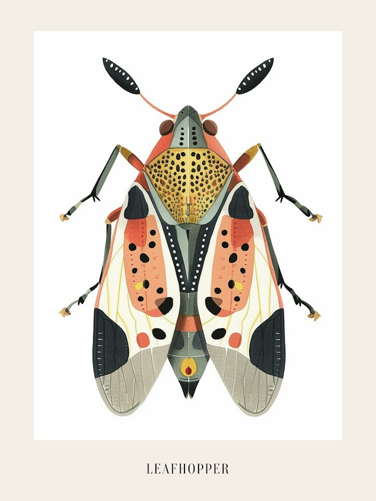 Colourful Insect Illustration Leafhopper 8 Poster