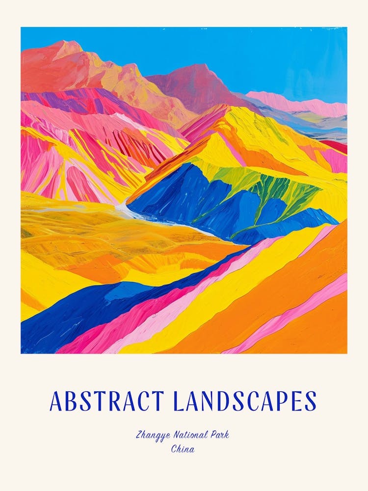 Colourful Abstract Zhangye National Park China 1 Poster Blue