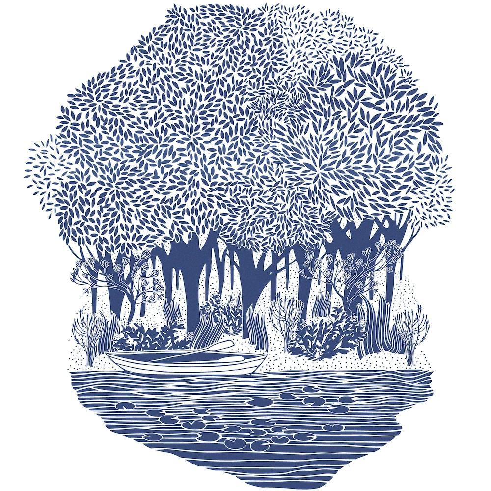 Lily Pond Blue Square