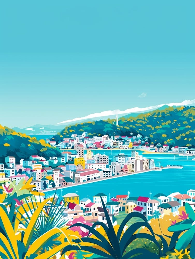 Nagasaki Japan 2 Colourful Illustration