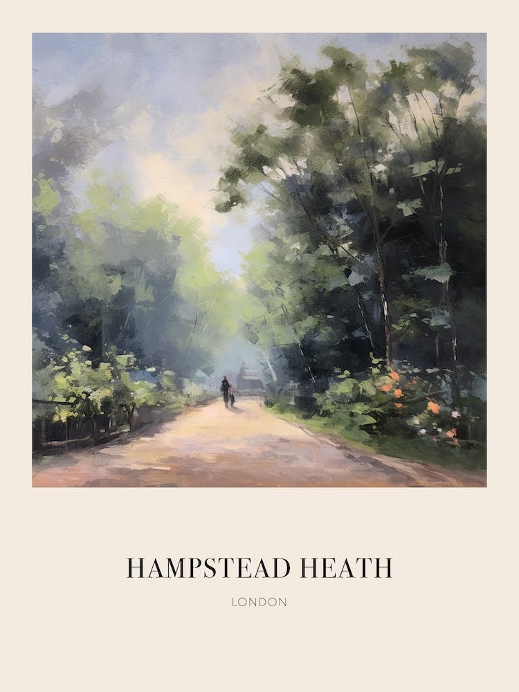 Hampstead Heath London United Kingdom Vintage Cezanne Inspired Poster