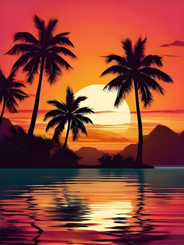 Sunset Palm Trees 2