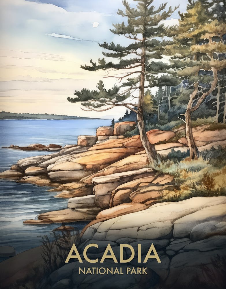 Acadia National Park Affiche de voyage vintage 6