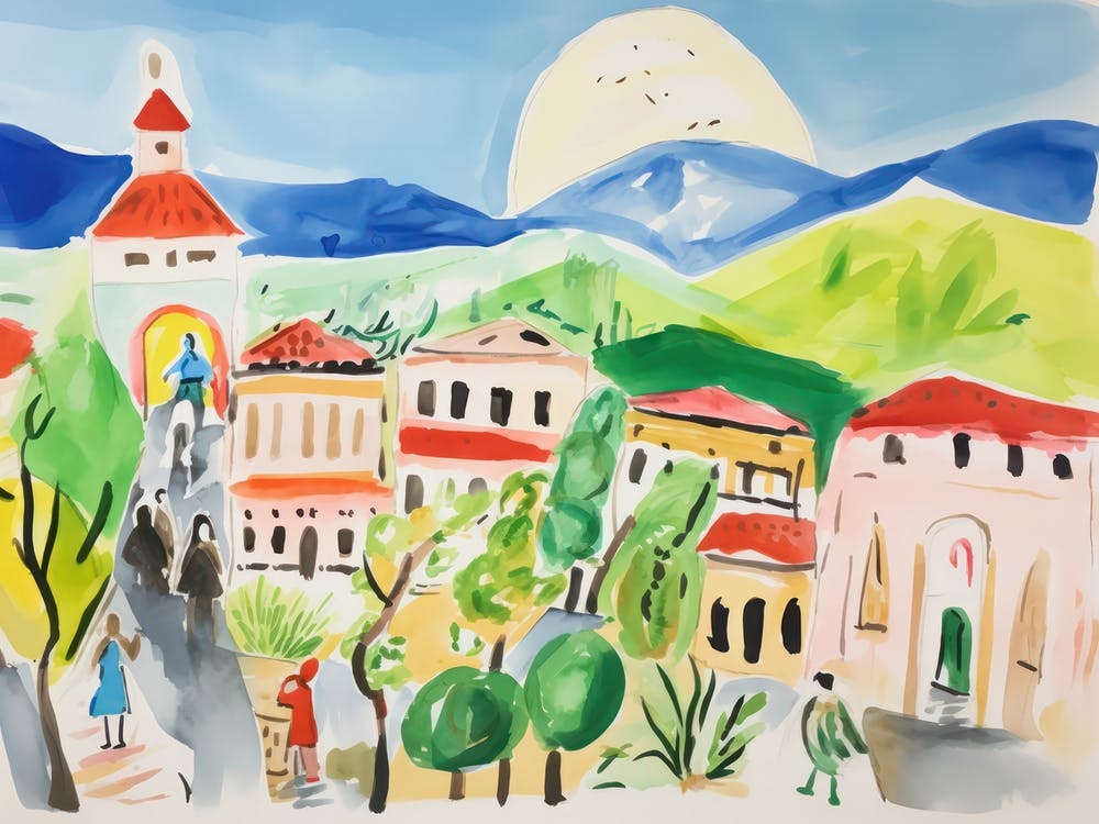 Turin Italy Cute Watercolour Illustration 3