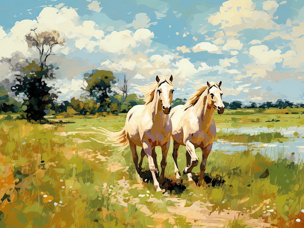 Horses Painting In Buenos Aires Province, Argentina, Landscape 3