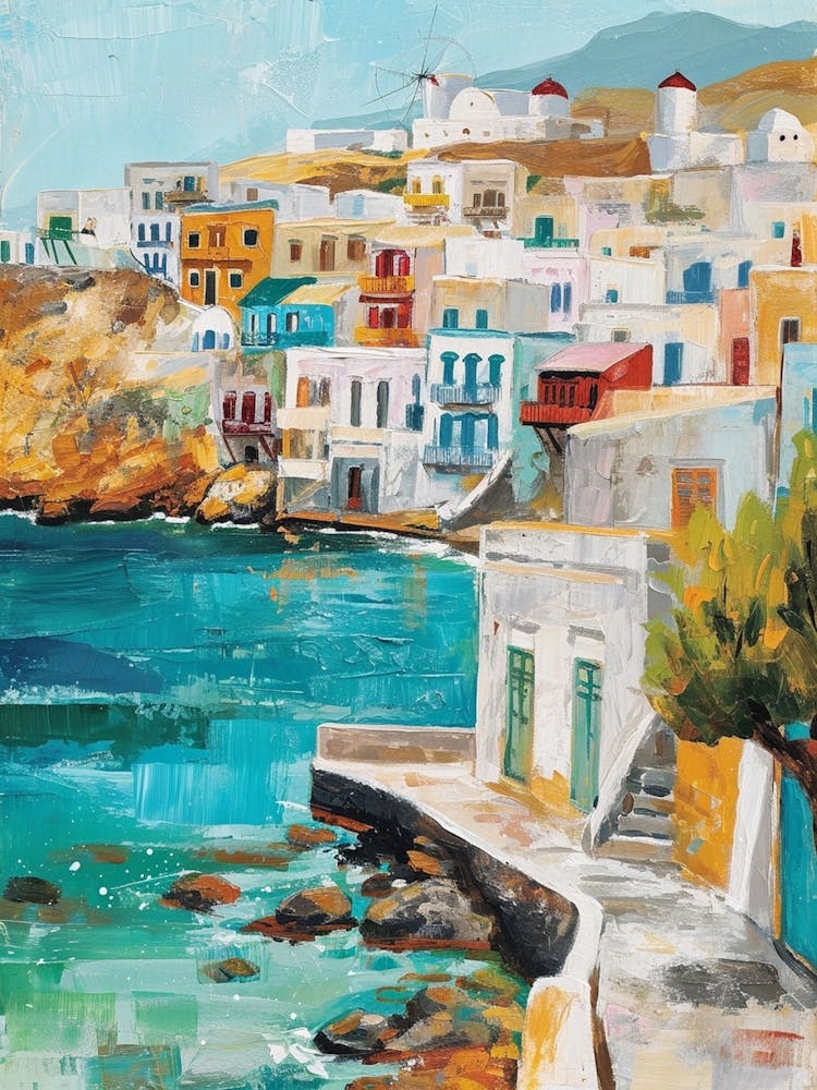 Mykonos Coast Kitsch Brushstrokes  4