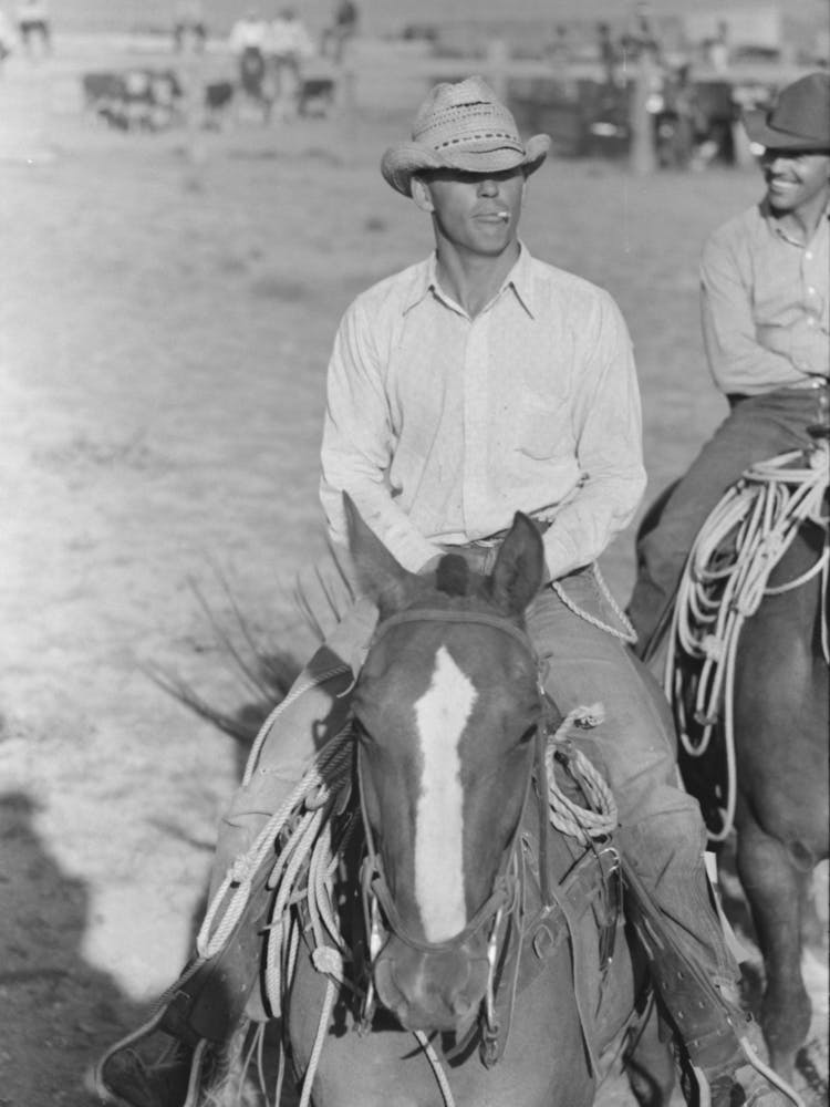 Cowboy On Horse, Bean Day Rodeo, Wagon Mound, Mew Mexico By Russell Lee