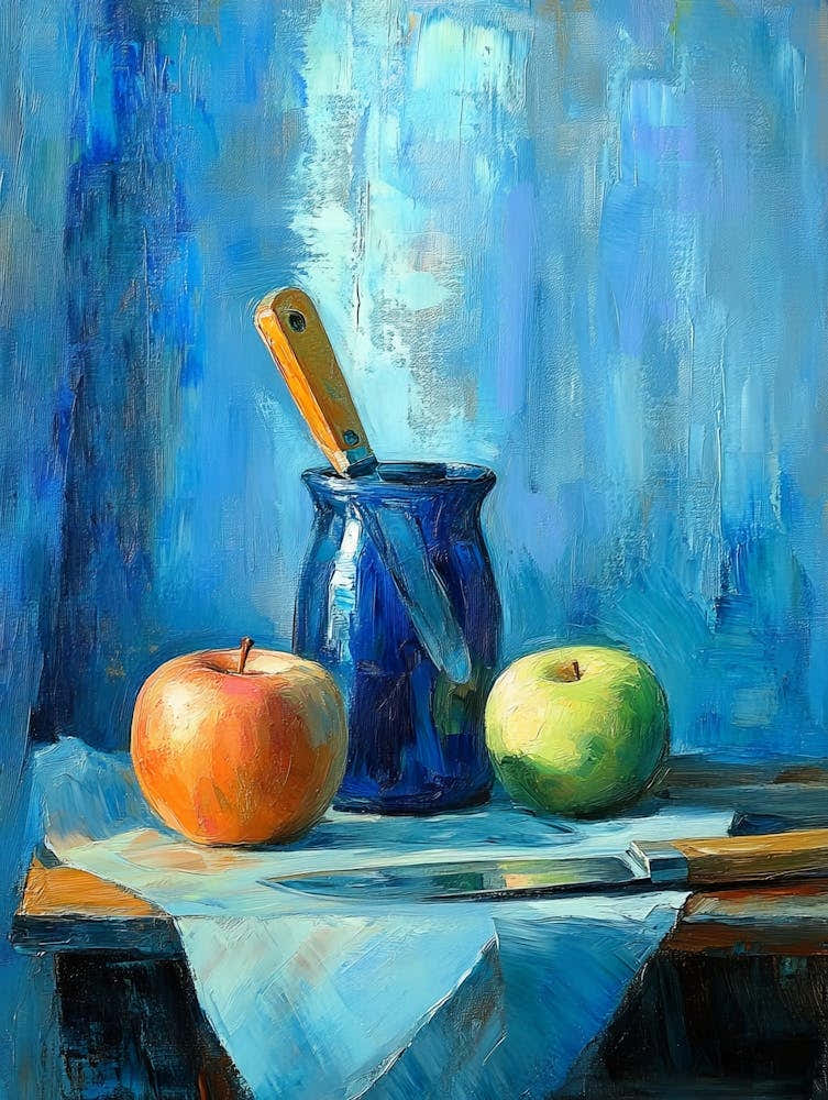 Still Life With Apples And Knife