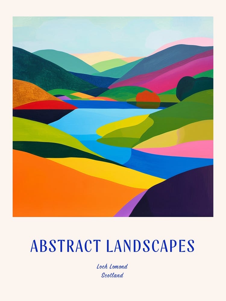 Colourful Abstract Loch Lomond Scotland 4 Poster Blue