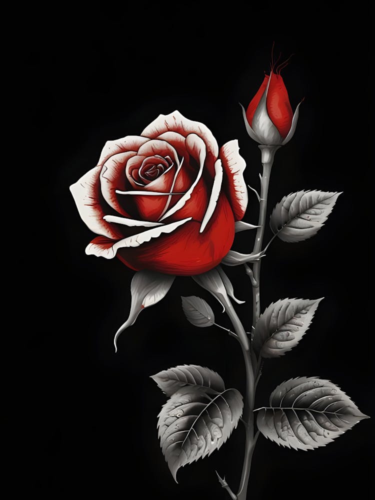 Red Rose On Black Background 1