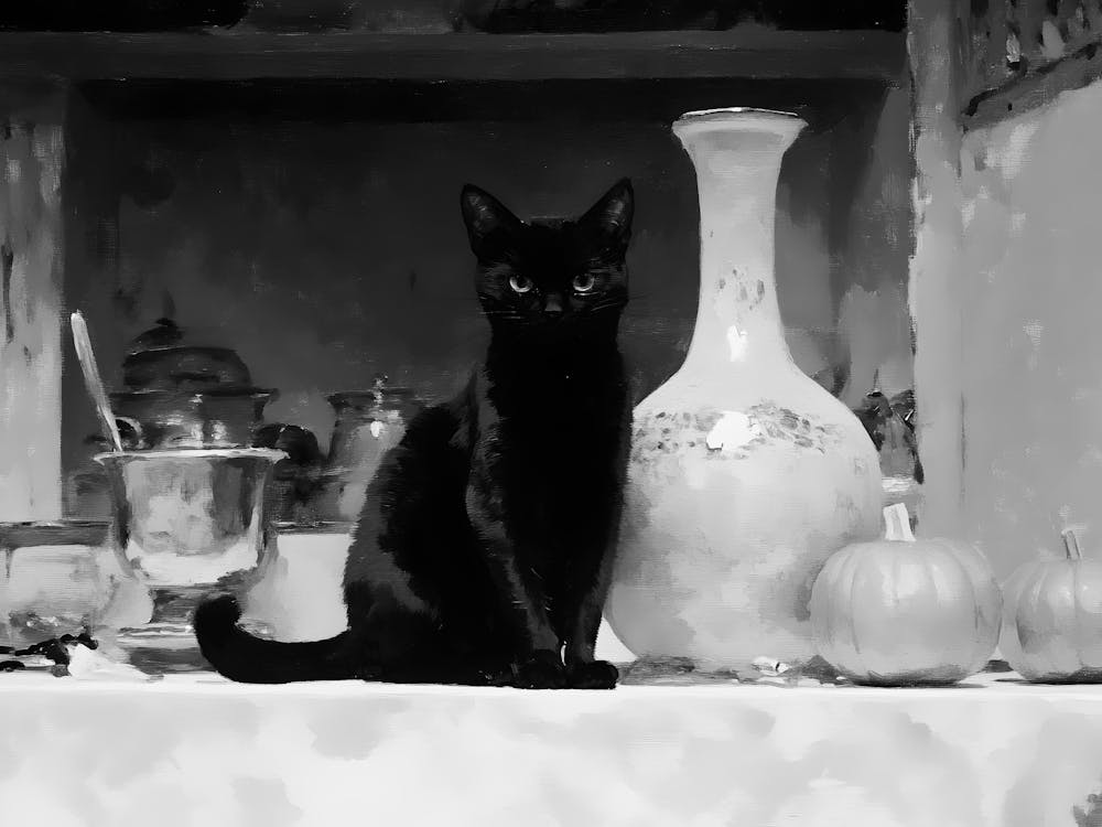 Black Cat On A Table