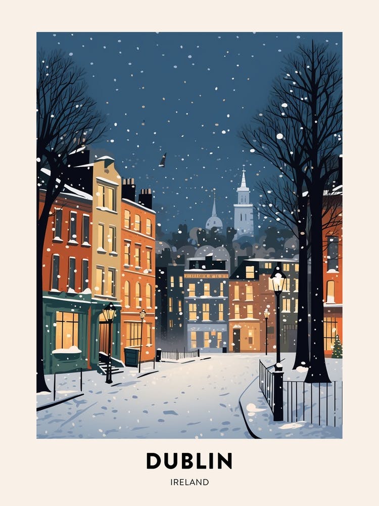 Winter Night  Travel Poster Dublin Ireland 3
