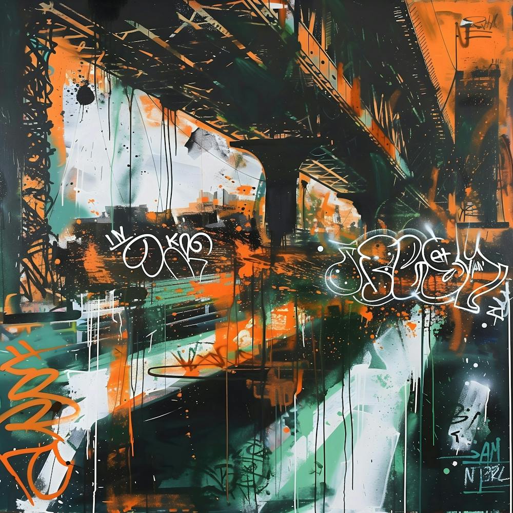 New York Bridge, Graffiti, Street Art, Urbane Farbtöne