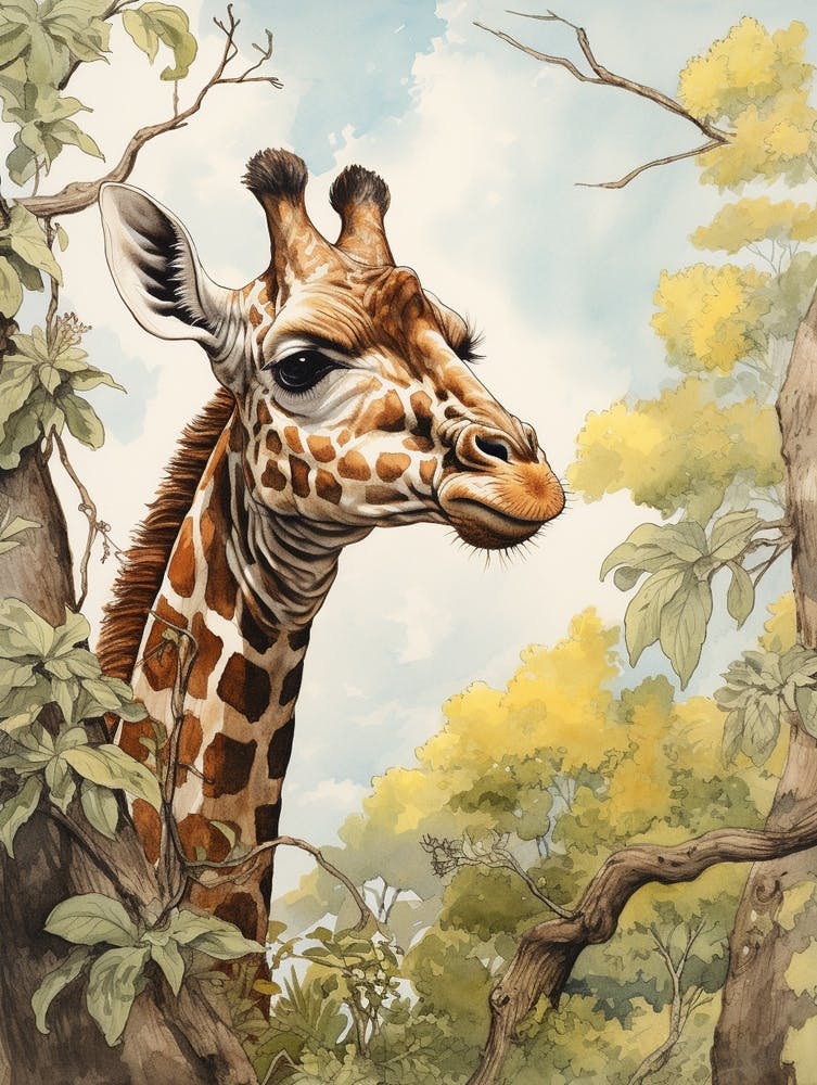 Storybook Animal Watercolour Giraffe 2