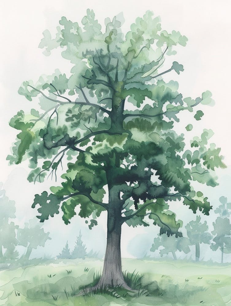 Alder Tree Atmospheric Watercolour Painting 1