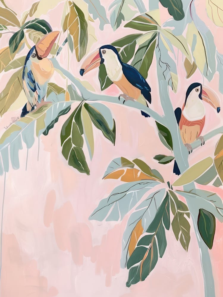 Toucans Pastels Jungle Illustration 2