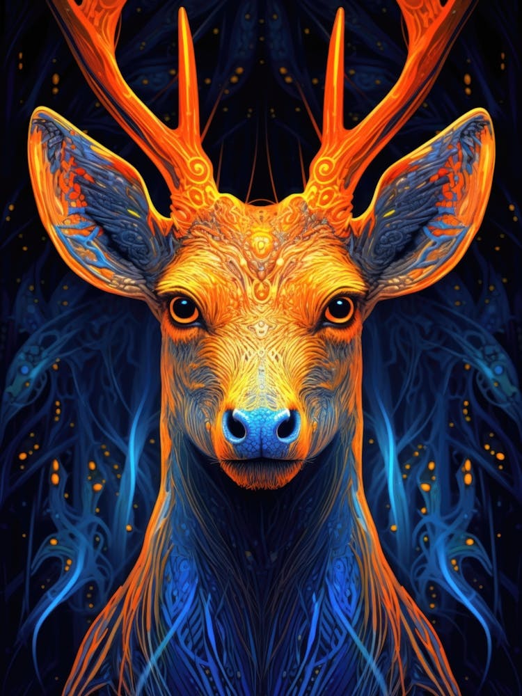 Glowing Neon Deer