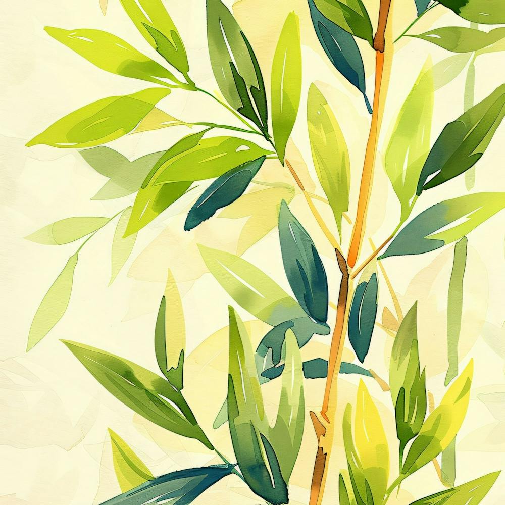 Watercolor Bamboo Branch