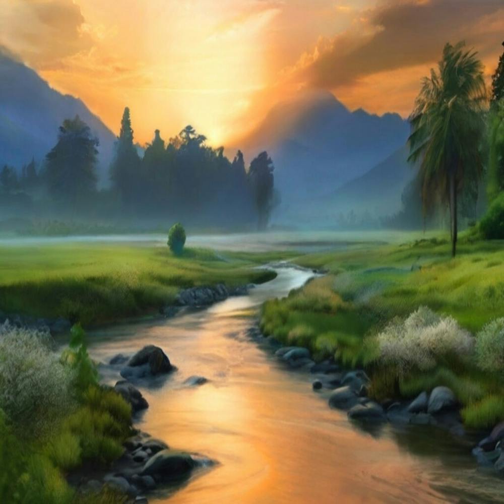 Sunset Over A River
