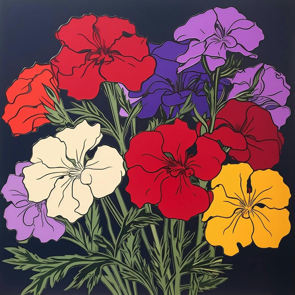 Phlox Pop Art Illustration Quadrat